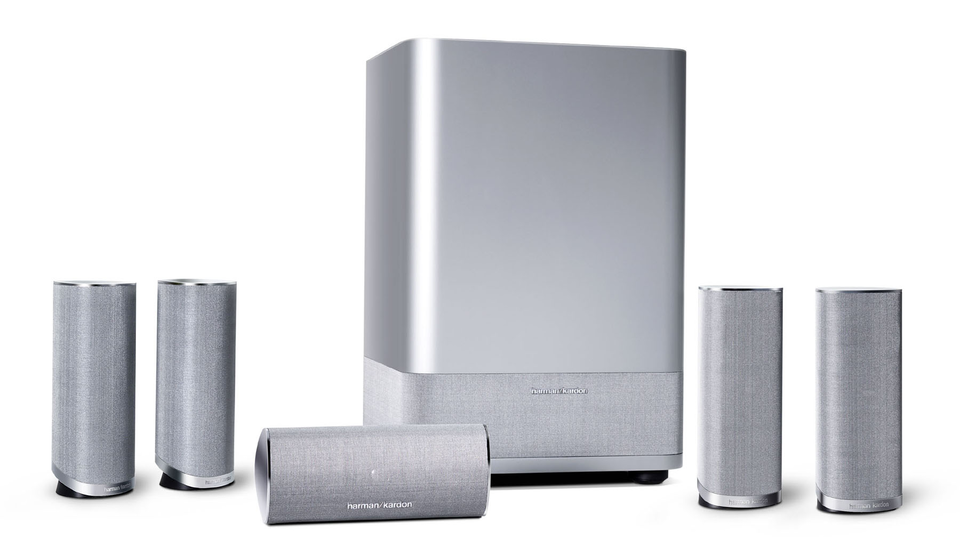 HKTS 14 - Black - 5.1 Home Theater Speaker System (4 Satellites, 1 Center, and a 12 inch 200-Watt Powered Subwoofer) (CEN TS14,SAT TS14,SUB TS14) - Hero